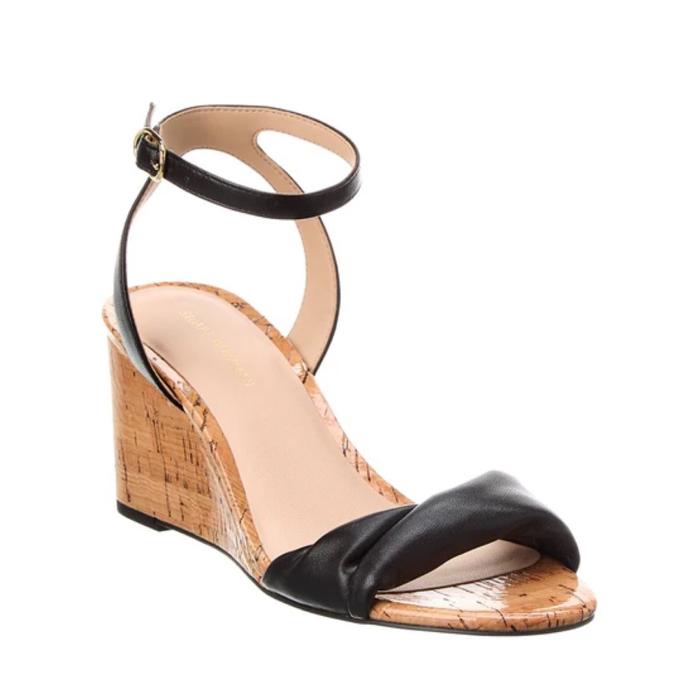 New Stuart Weitzman Everly 75 Leather Wedge Sandal Sz 10